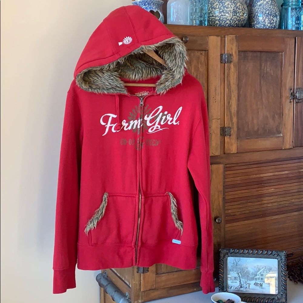 Farm Girl Faux Fur accented Hoodie❤️